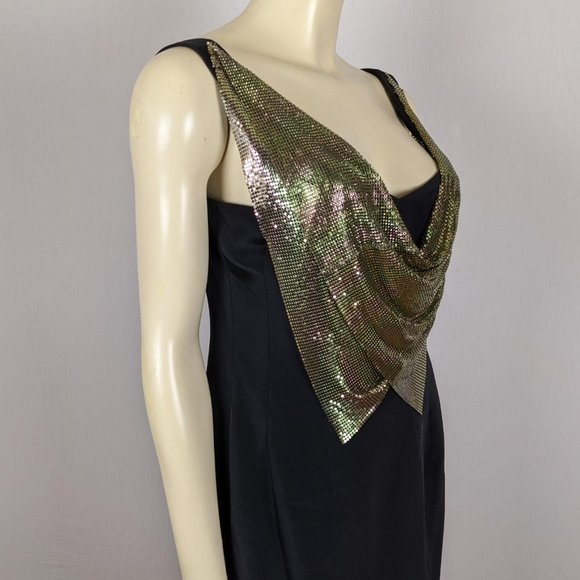 Kay‎ Unger black sheath dress with gold mesh 10 - Picture 4 of 12